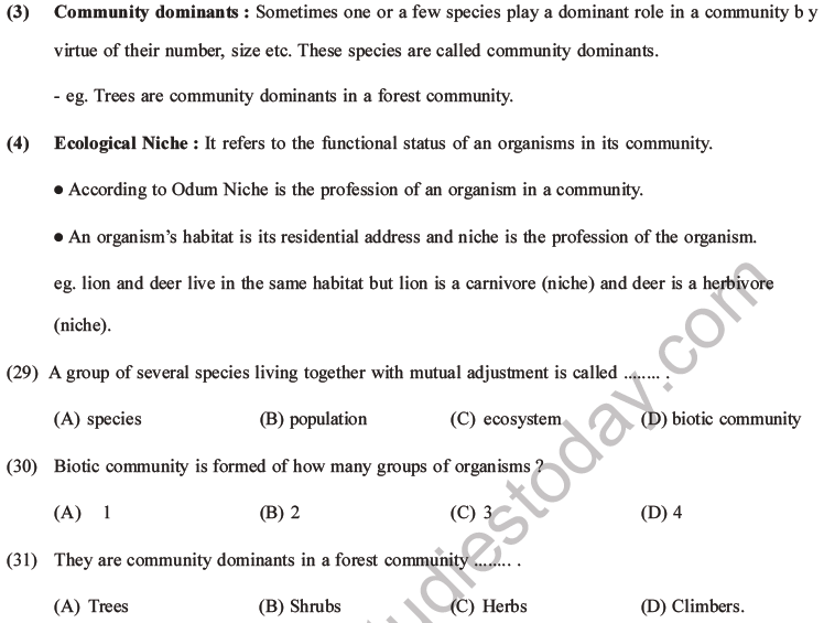 NEET Biology Organism And Population MCQs Set A, Multiple Choice Questions